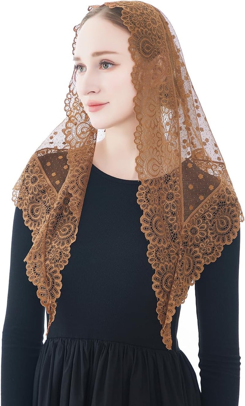 Wgior Triangle Vintage Inspired Lace Chapel Veils Catholic Mass Head Covering Scarf Mantilla Veils for Church - Image 1